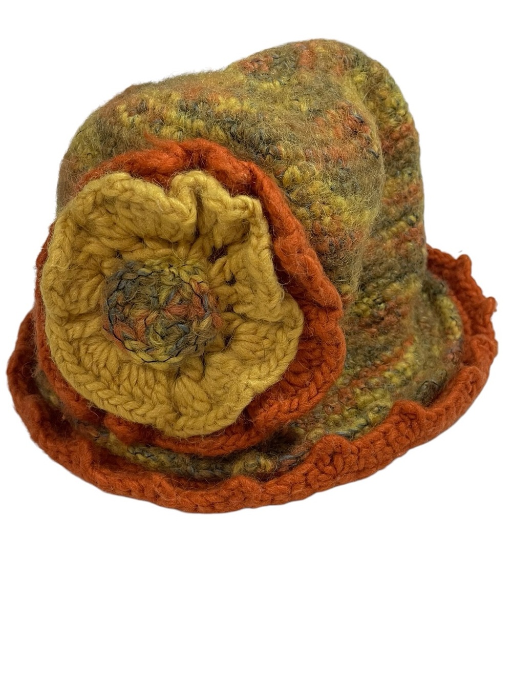 MADISON 88, New York City floral, ruffle hat!! Orange , yellow and green OSFM